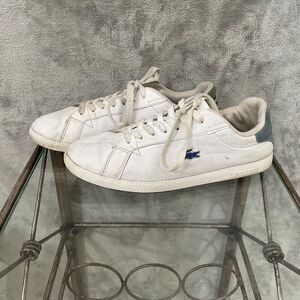 LACOSTE  Graduate Leather Sneakers women’s 7.5 White Logo Alligator Preppy